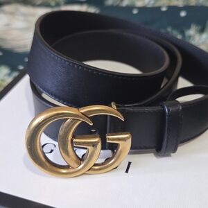 Gucci Black Belt with Gold GG Buckle .Very Good Condition.SOLD!